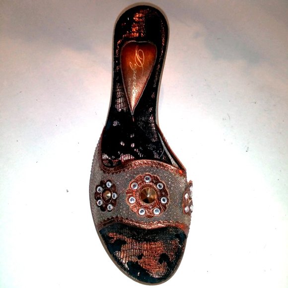 Dezario Italian Stacked Heel Mules Size 41 - Picture 9 of 13